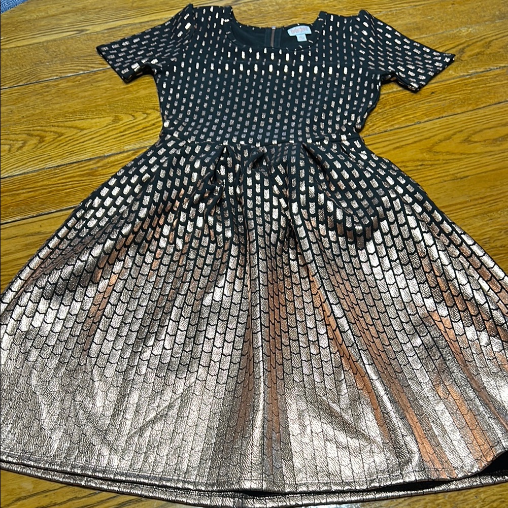 Lularoe Amelia Elegant Collection Dress. Black With Ombre Rosegold. Size Small.